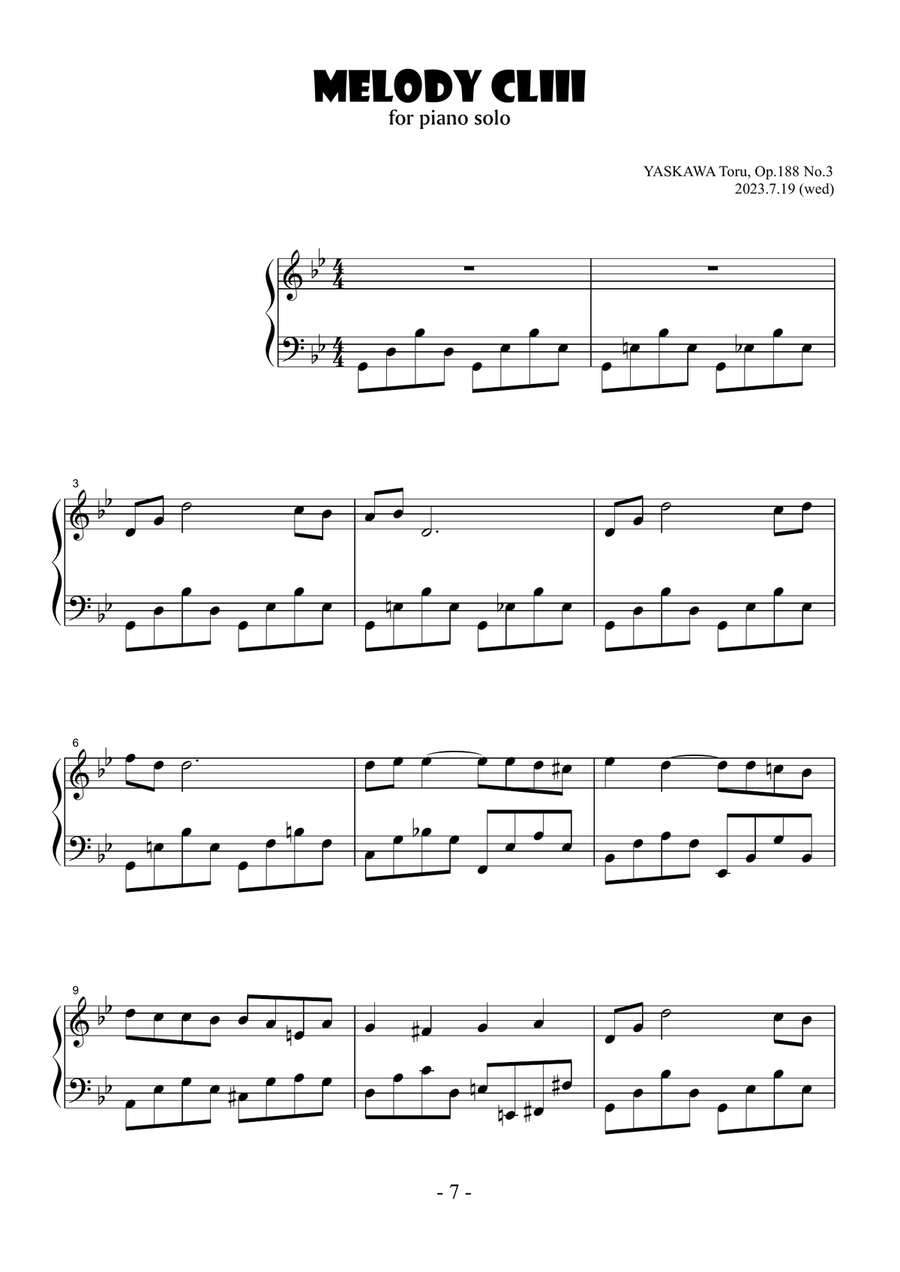 Melody No.153, G minor, Op.188 No.3 Piano Solo scores gallery preview page 2