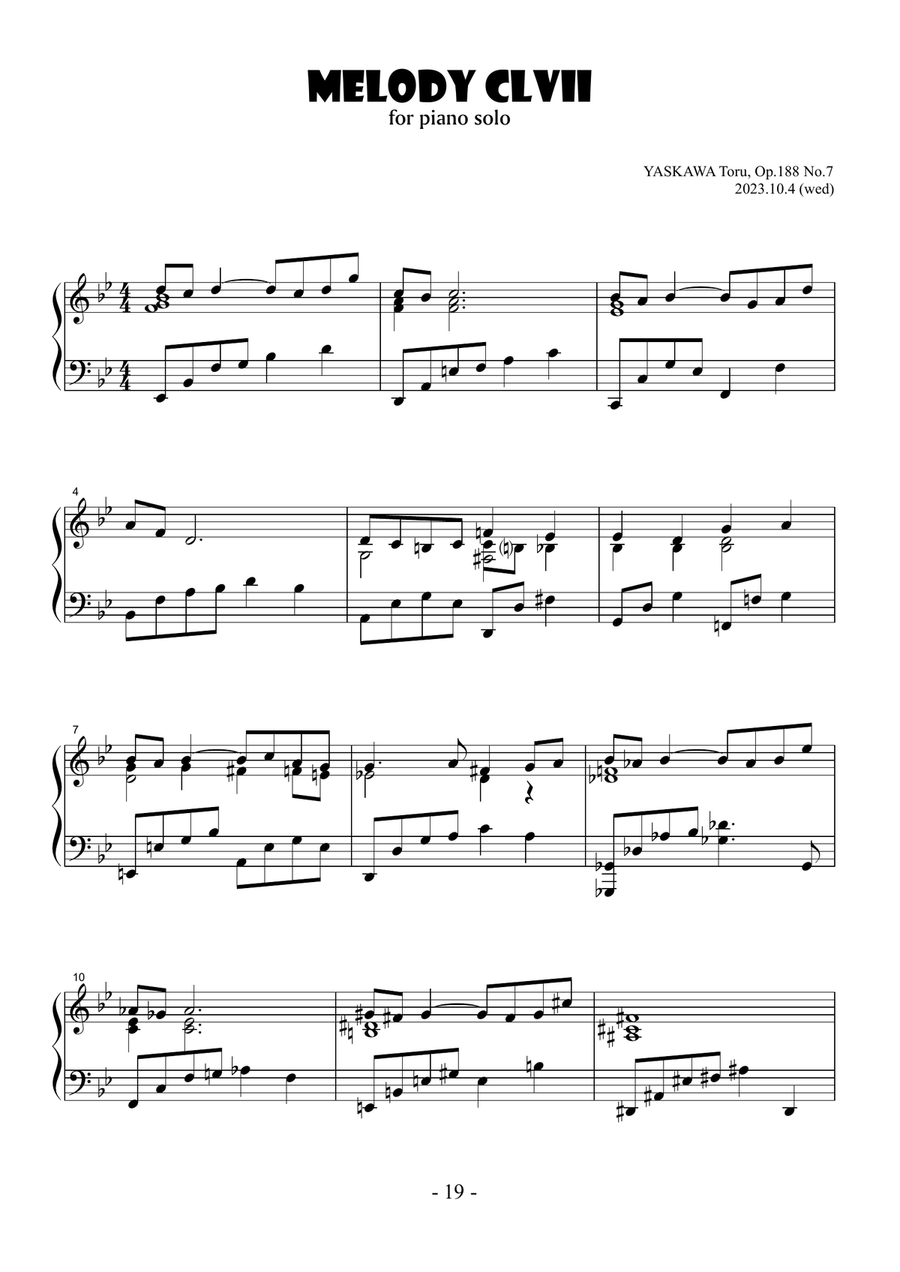 Melody No.157, B-flat major, Op.188 No.7 Piano Solo scores gallery preview page 2