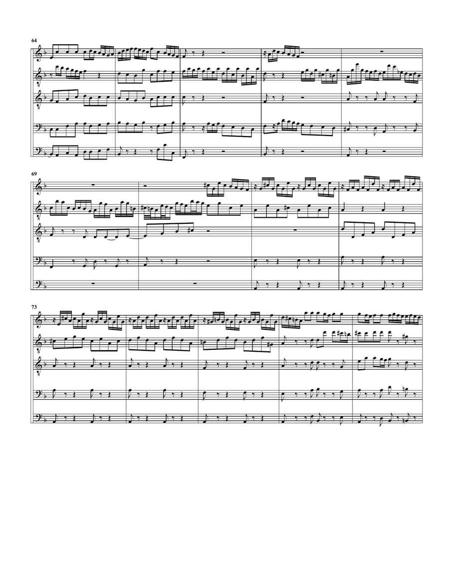 Fugue, BWV 539/II (arrangement for 5 recorders) Soprano Recorder scores gallery preview page 6