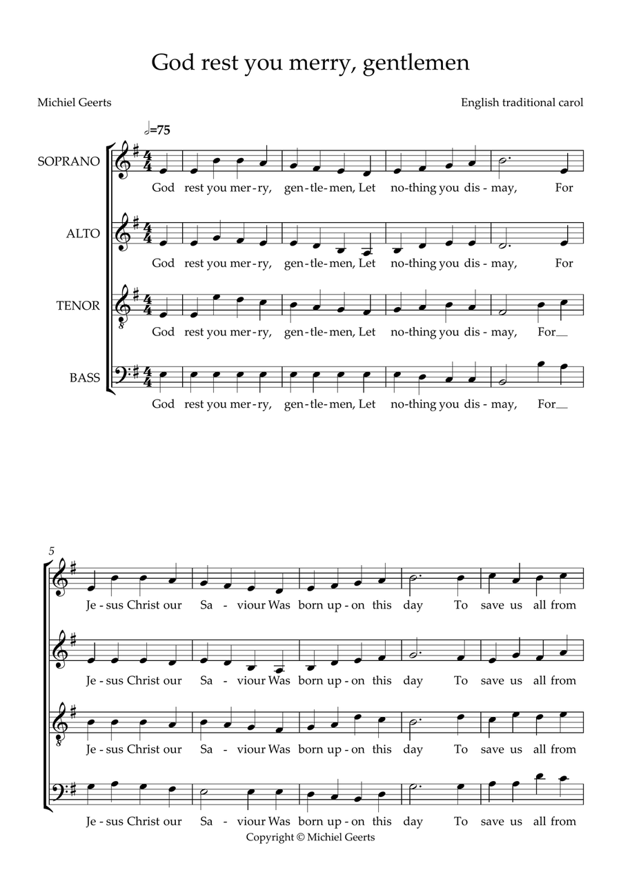 God Rest Ye Merry Gentlemen 4-Part scores gallery preview page 1