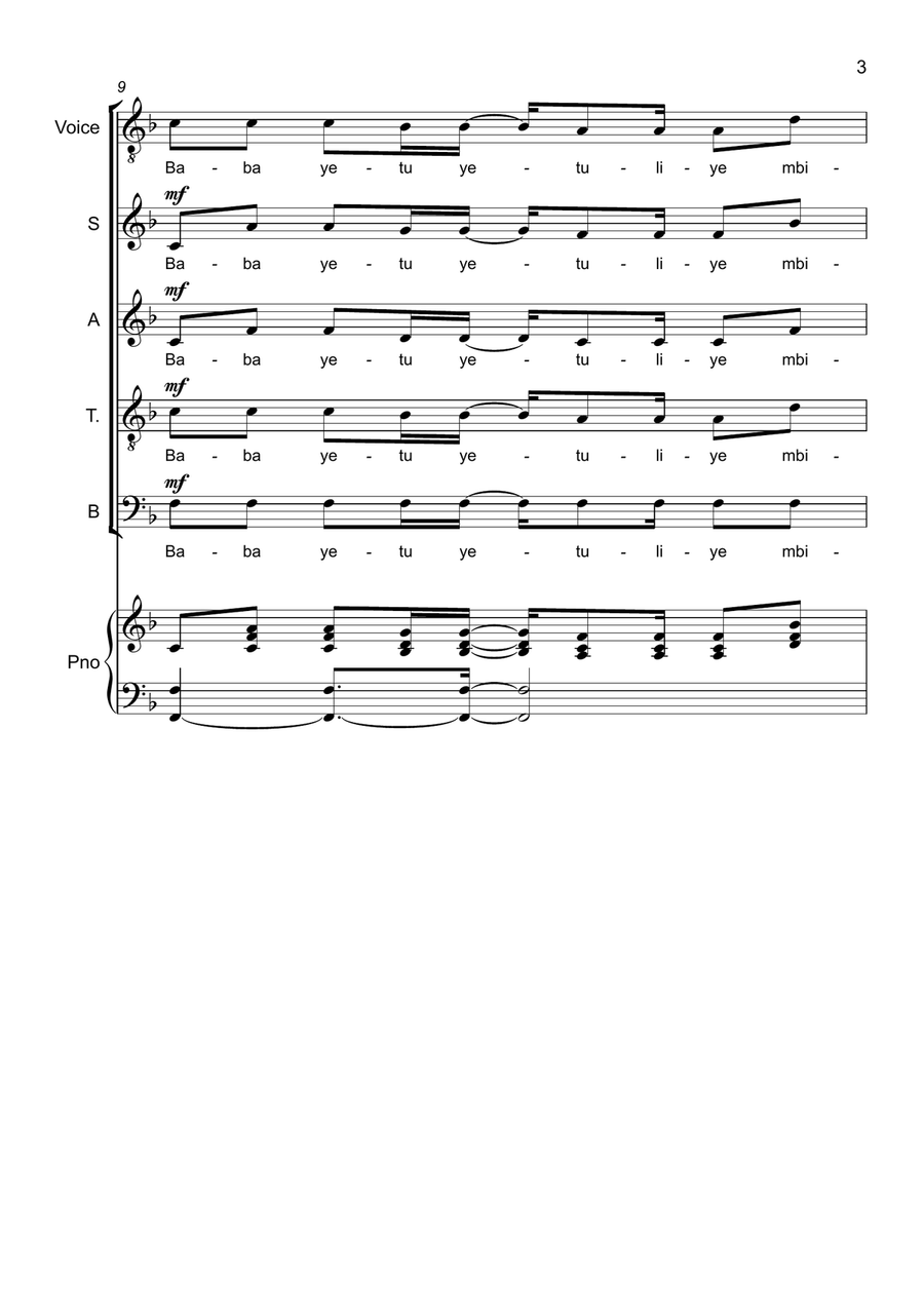 Baba Yetu Baba Yetu 4-Part scores gallery preview page 3