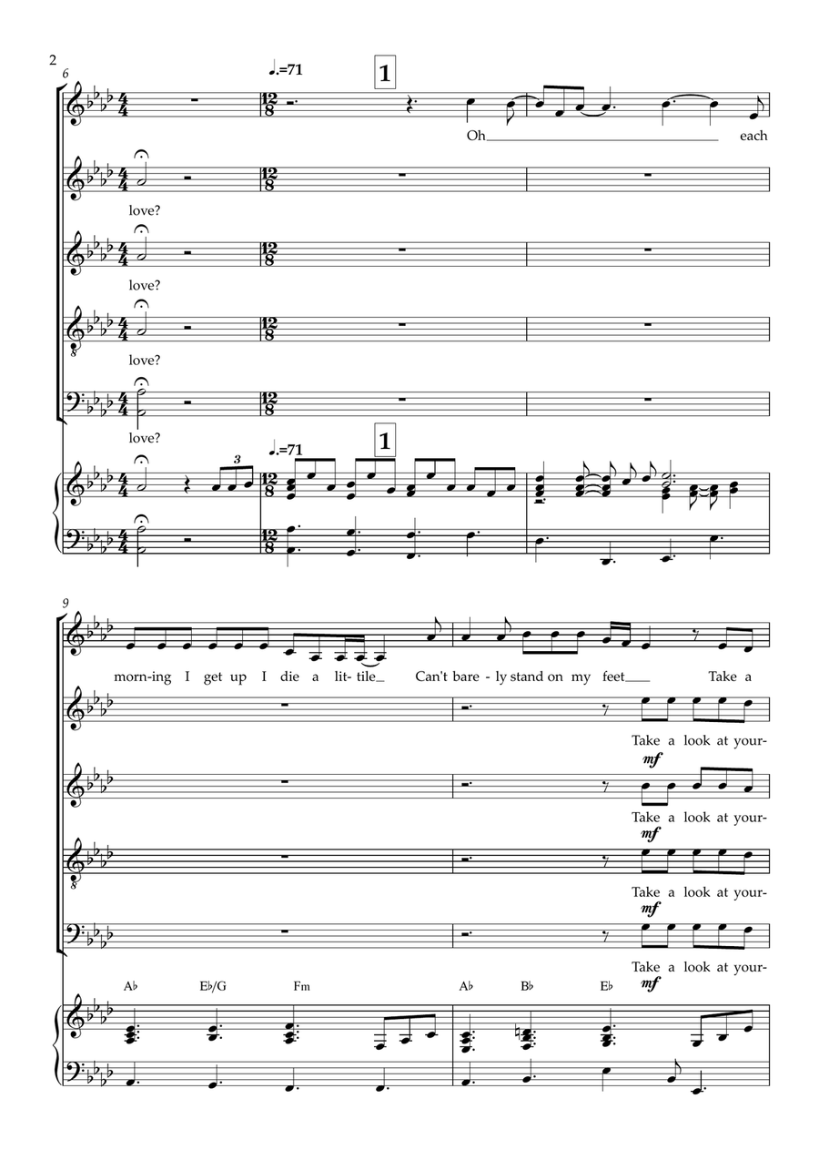 Somebody To Love Somebody To Love 4-Part scores gallery preview page 2