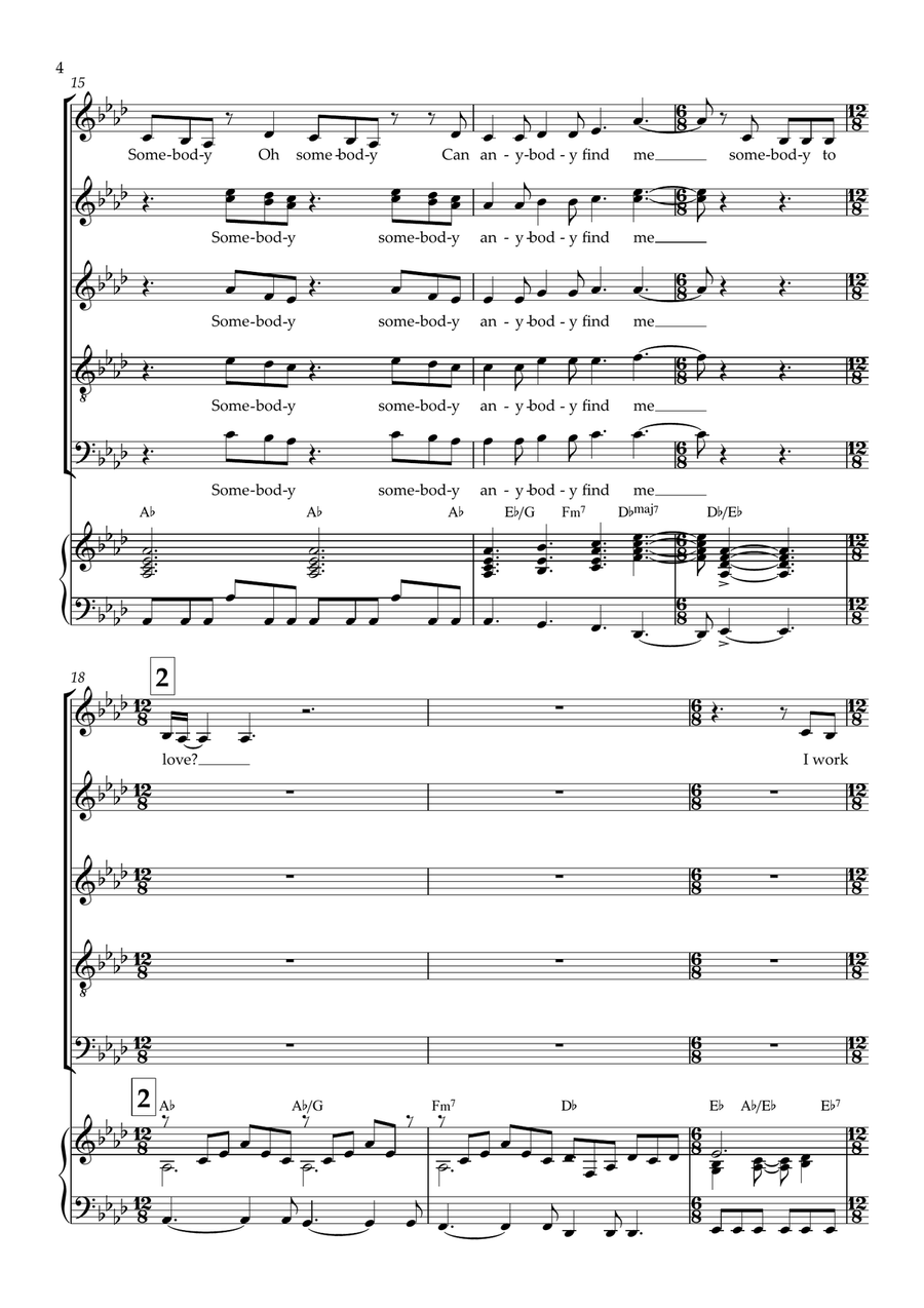 Somebody To Love Somebody To Love 4-Part scores gallery preview page 4
