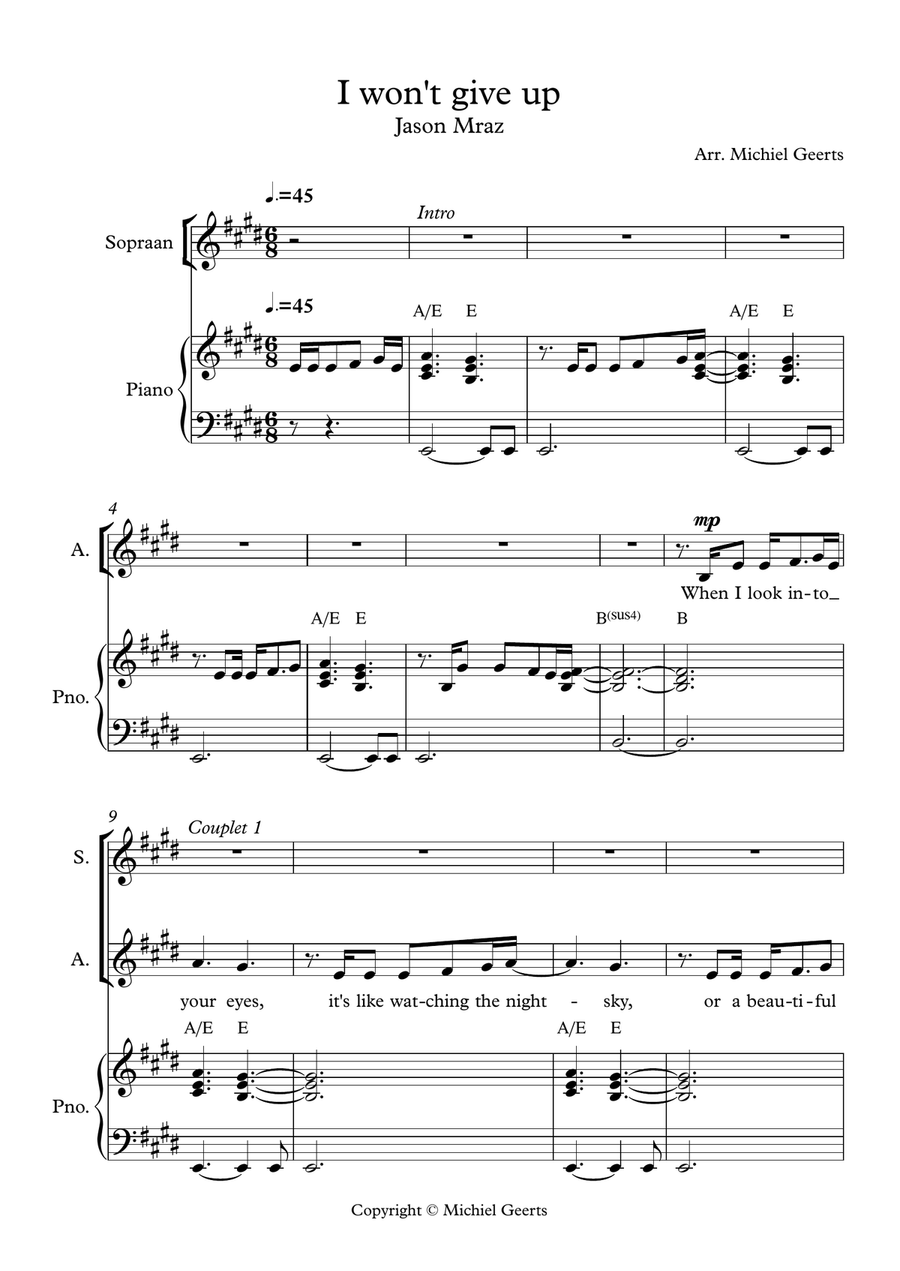 I Won't Give Up I Won't Give Up Choir scores gallery preview page 1