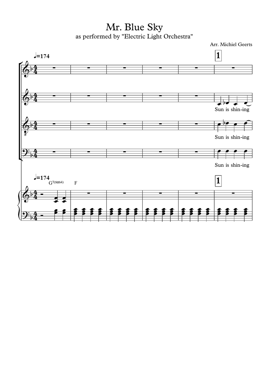 Mr. Blue Sky Mr. Blue Sky 4-Part scores gallery preview page 1