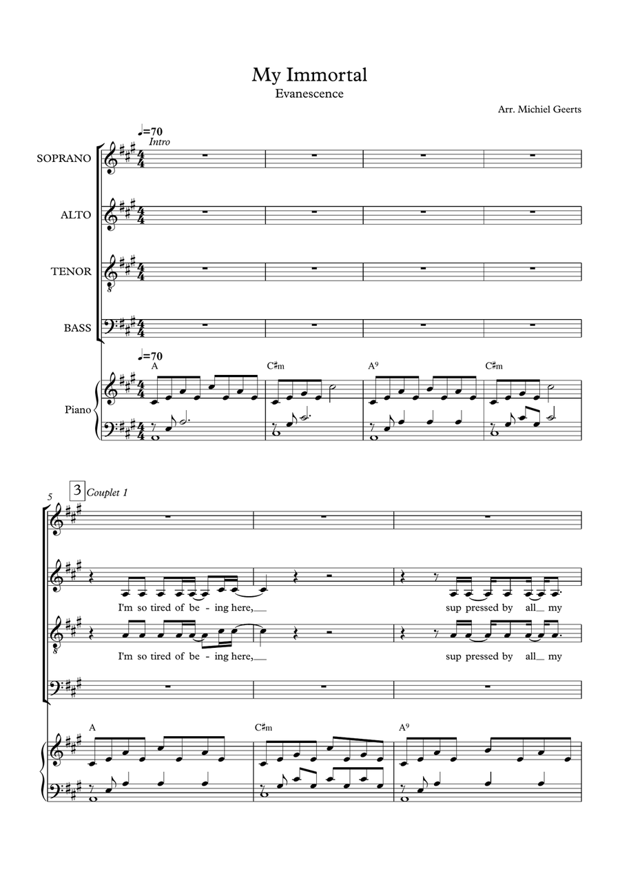 My Immortal My Immortal 4-Part scores gallery preview page 1