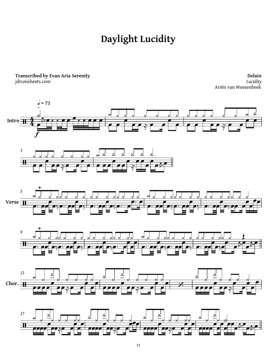 Daylight Lucidity Daylight Lucidity Drum Set scores gallery preview page 1