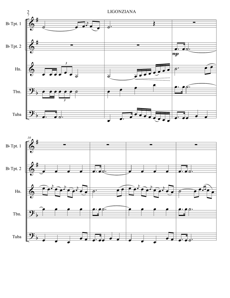 LIGONZIANA marcia sinfonica Brass Quintet scores gallery preview page 3