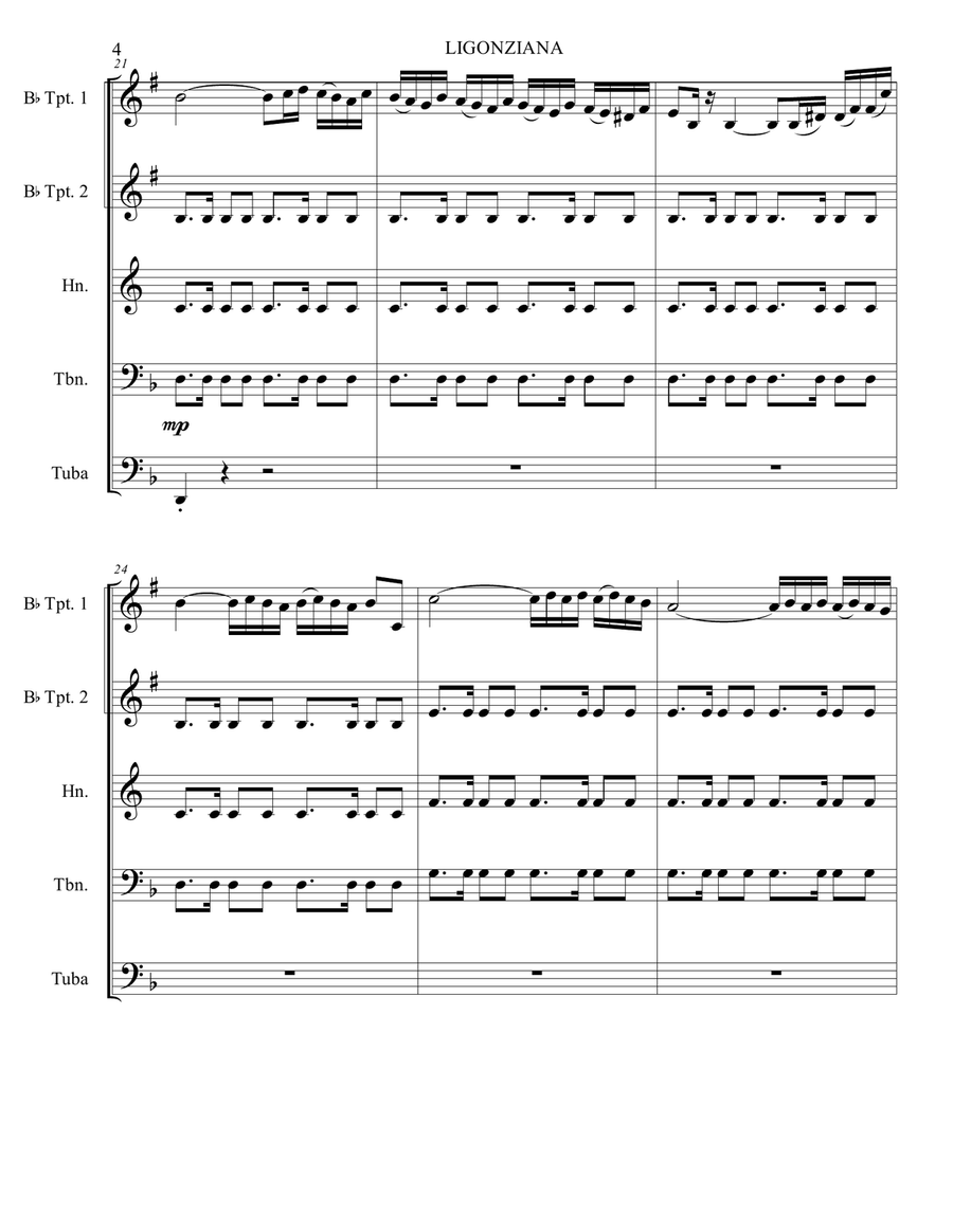 LIGONZIANA marcia sinfonica Brass Quintet scores gallery preview page 5