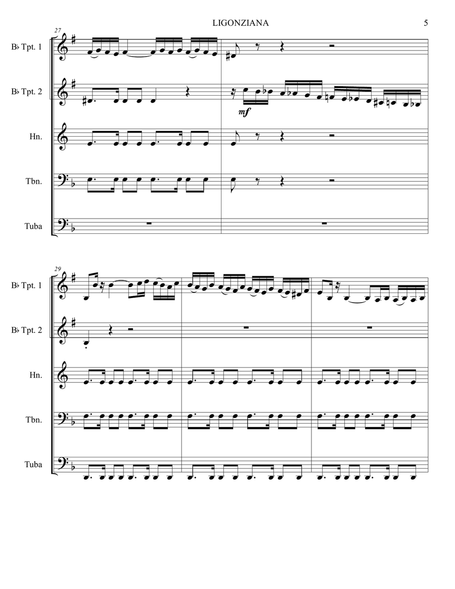 LIGONZIANA marcia sinfonica Brass Quintet scores gallery preview page 6
