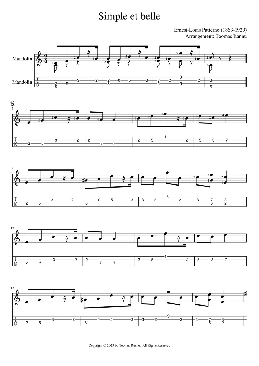 Simple et belle Simple et belle Mandolin scores gallery preview page 1