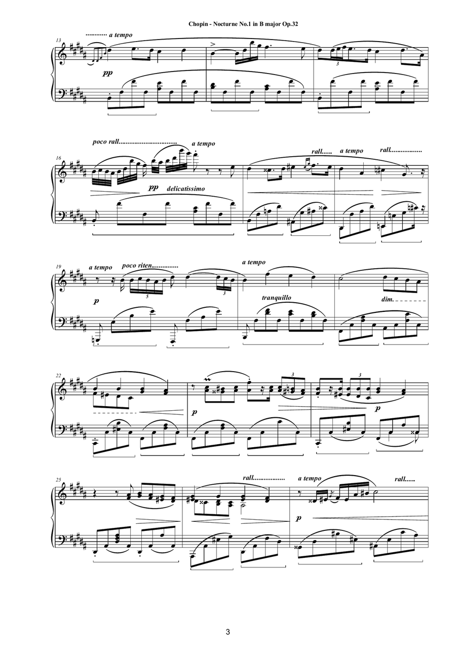 Chopin - Nocturne No.1 in B major Op.32 for Piano Piano Solo scores gallery preview page 3