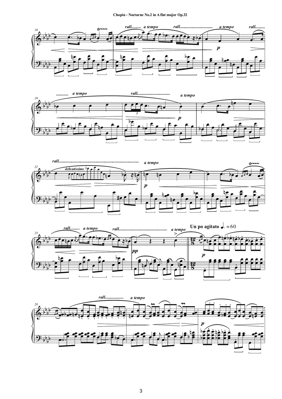Chopin - Nocturne No.2 in A flat major Op.32 for Piano Piano Solo scores gallery preview page 3