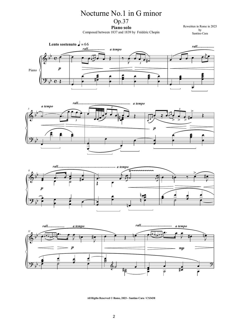 Chopin - Nocturne No.1 in G minor Op.37 for Piano Piano Solo scores gallery preview page 2