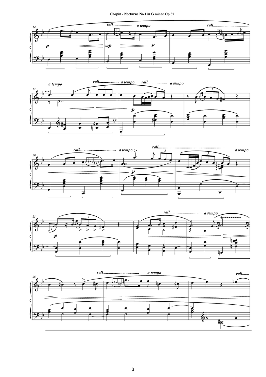 Chopin - Nocturne No.1 in G minor Op.37 for Piano Piano Solo scores gallery preview page 3