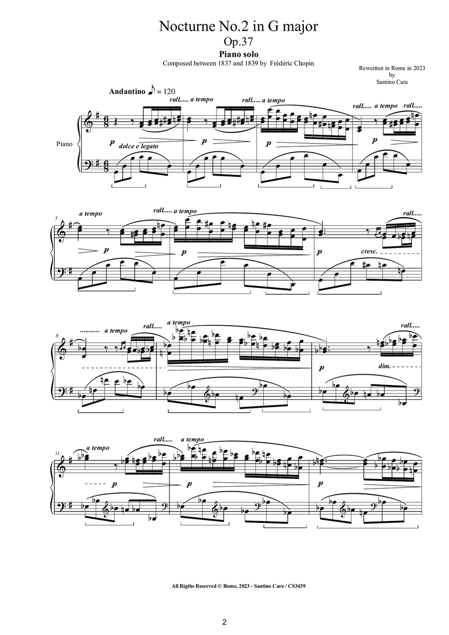 Chopin - Nocturne No.2 in G major Op.37 for Piano Piano Solo scores gallery preview page 2