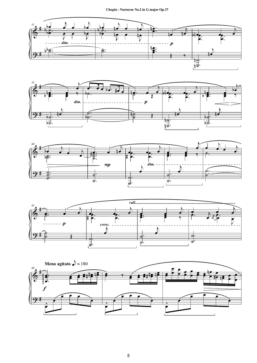Chopin - Nocturne No.2 in G major Op.37 for Piano Piano Solo scores gallery preview page 5