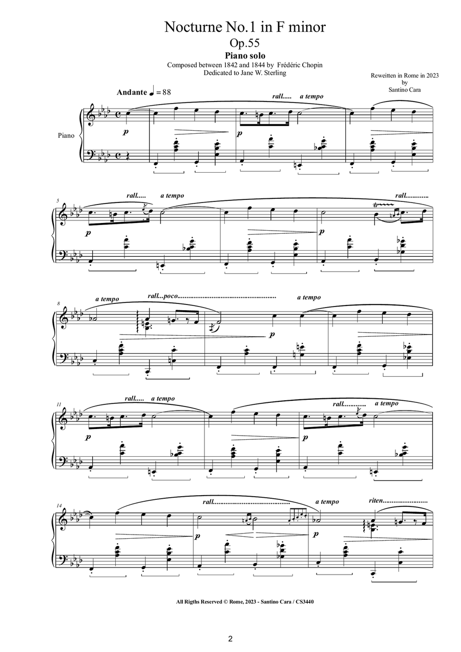 Chopin - Nocturne No.1 in F minor Op.55 for Piano Piano Solo scores gallery preview page 2