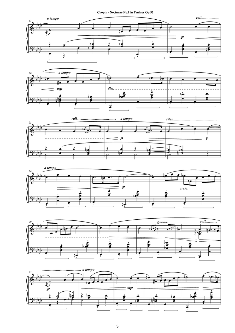 Chopin - Nocturne No.1 in F minor Op.55 for Piano Piano Solo scores gallery preview page 3