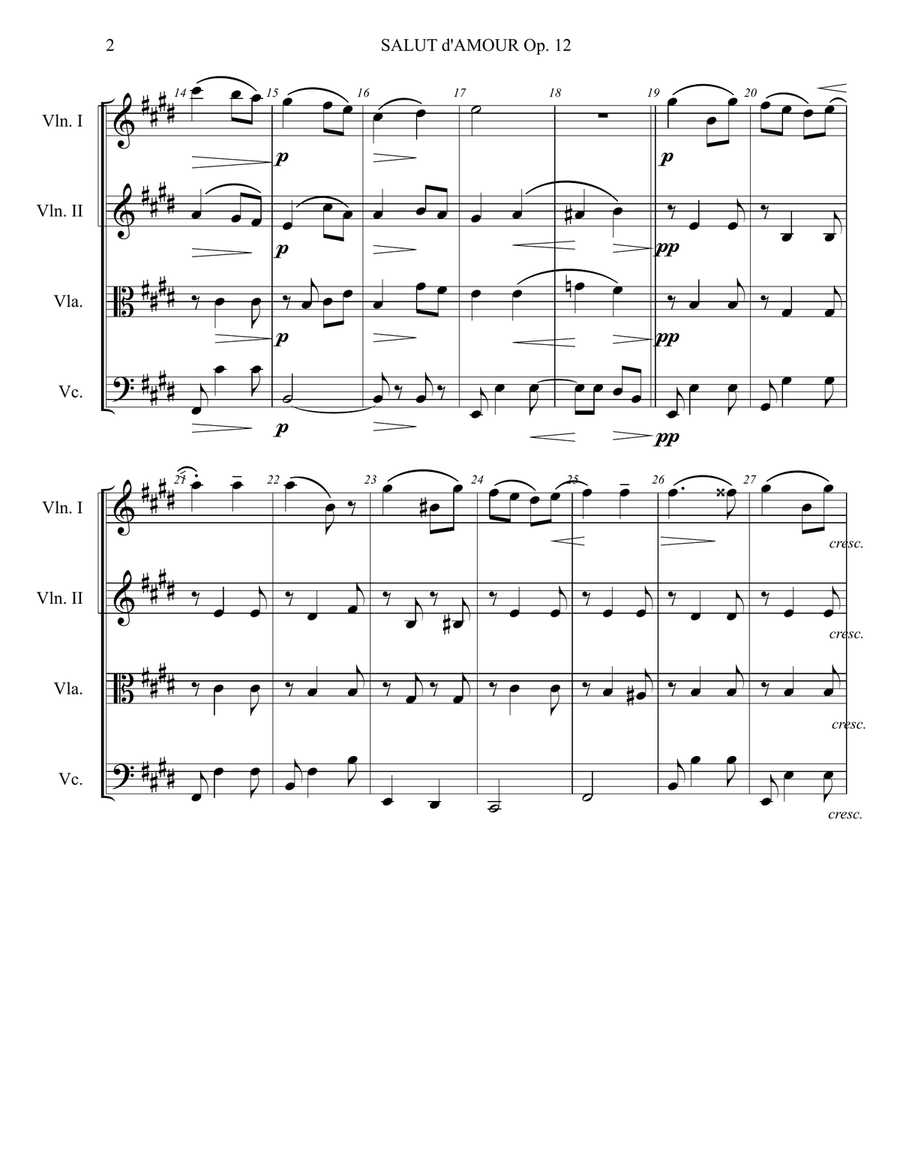Salut D'Amour String Quartet scores gallery preview page 2