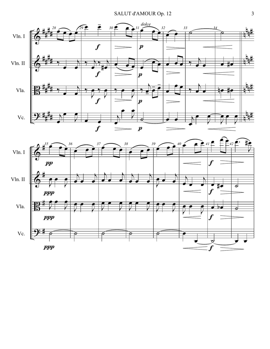 Salut D'Amour String Quartet scores gallery preview page 3