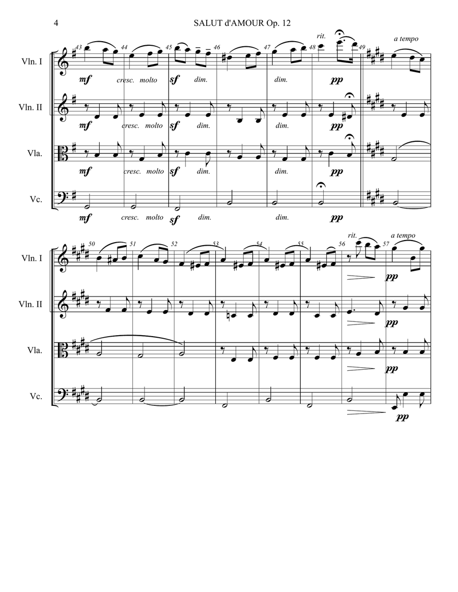 Salut D'Amour String Quartet scores gallery preview page 4