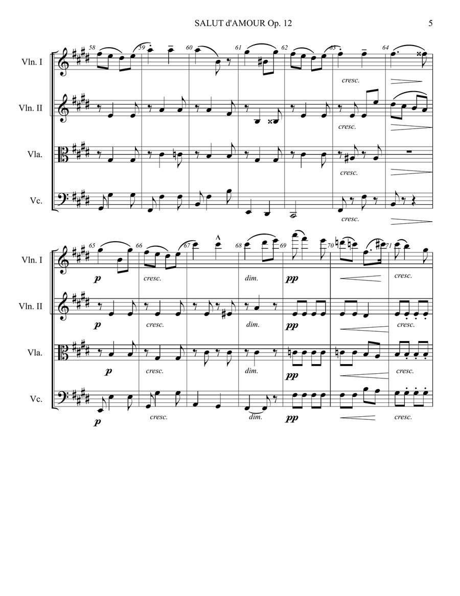 Salut D'Amour String Quartet scores gallery preview page 5