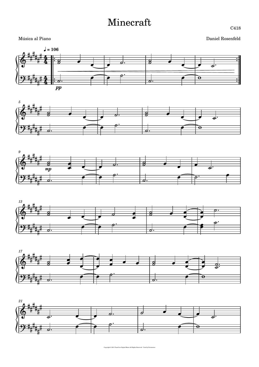 Minecraft Minecraft Easy Piano scores gallery preview page 1