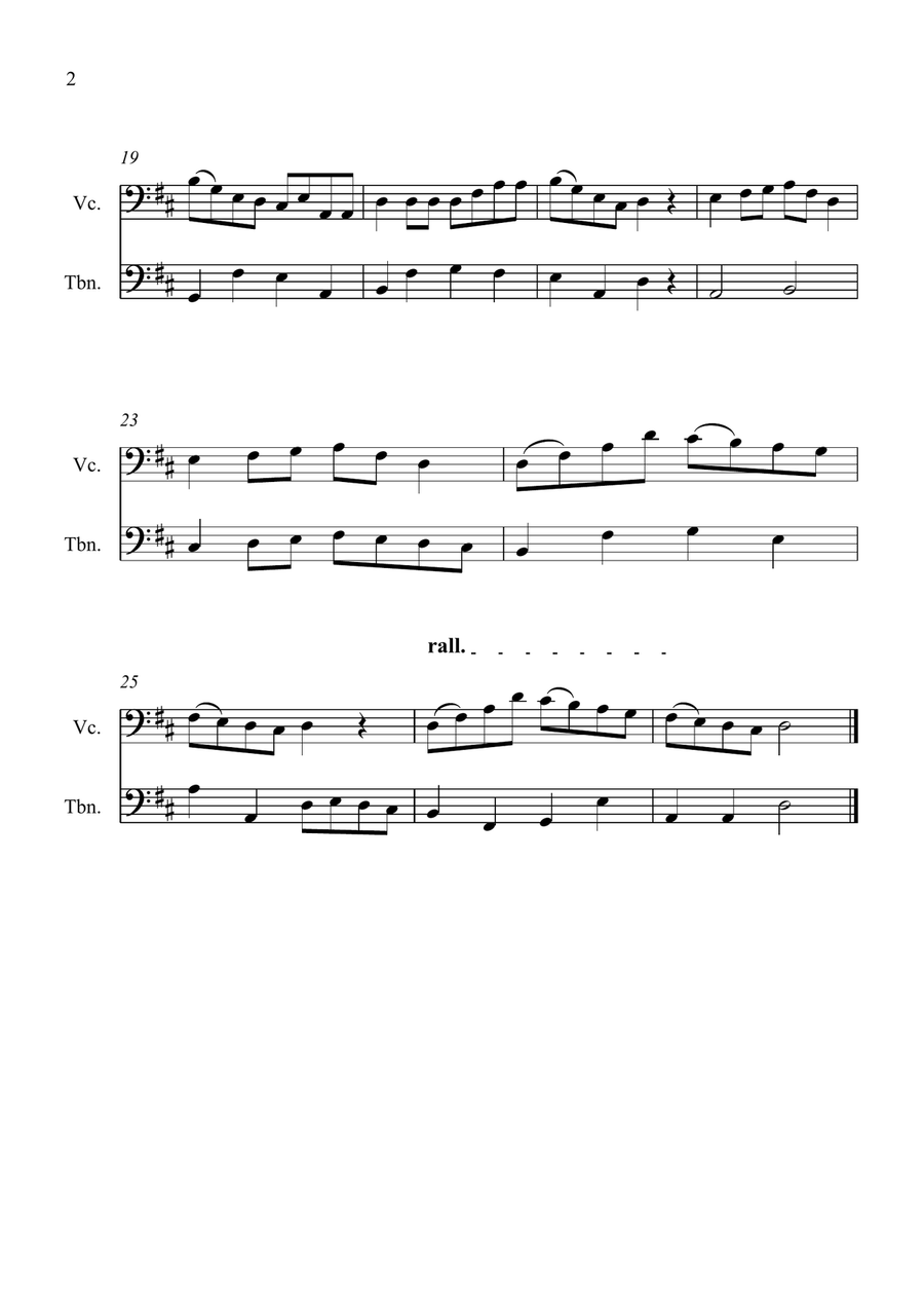 Early One Morning for Cello and Trombone Duet Trombone Duet scores gallery preview page 2