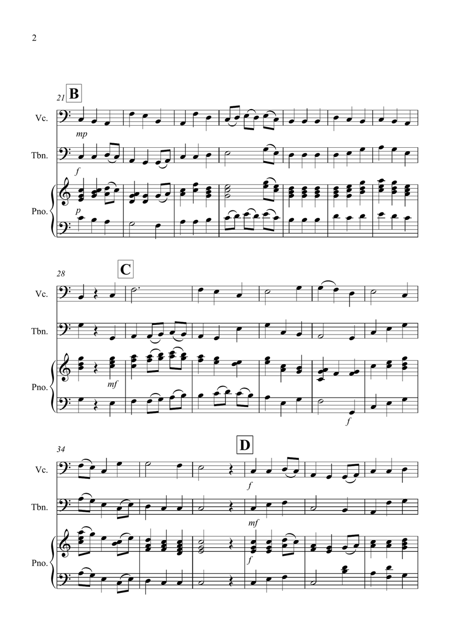 Be Thou My Vision for Cello and Trombone Duet Trombone Duet scores gallery preview page 2