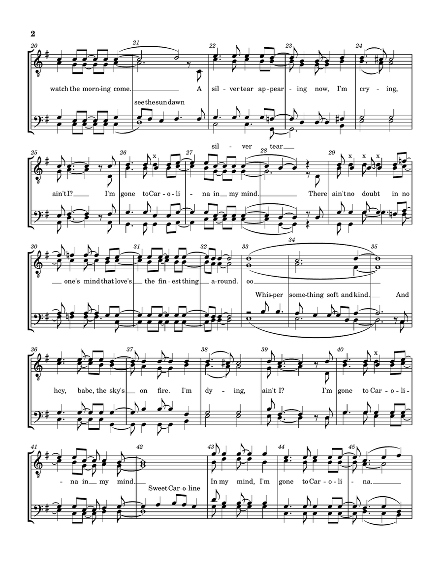 Carolina In My Mind Carolina In My Mind TTBB scores gallery preview page 2