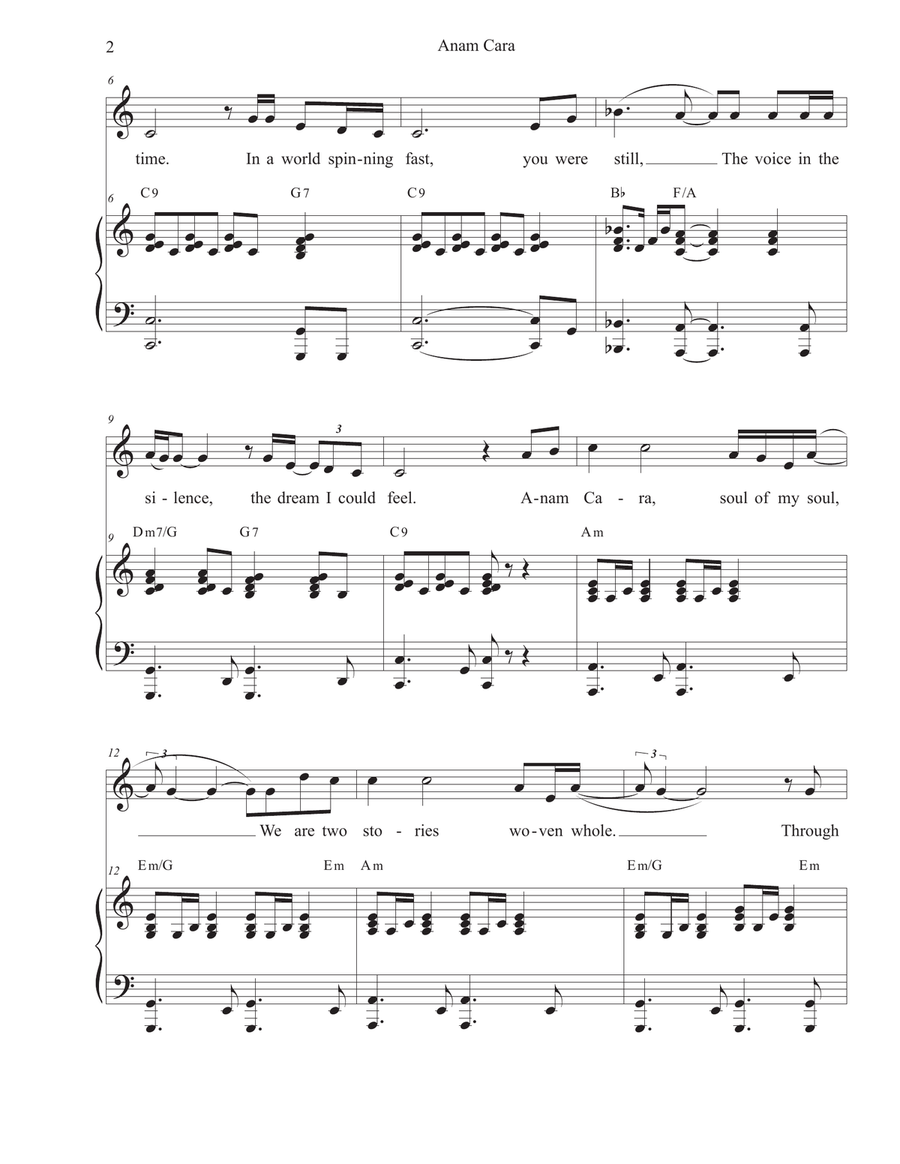 Anam Cara Piano, Vocal scores gallery preview page 2