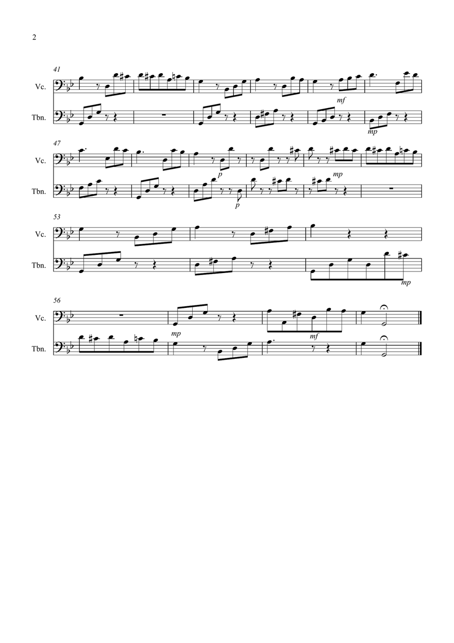 Fur Elise for Cello and Trombone Duet Trombone Duet scores gallery preview page 2