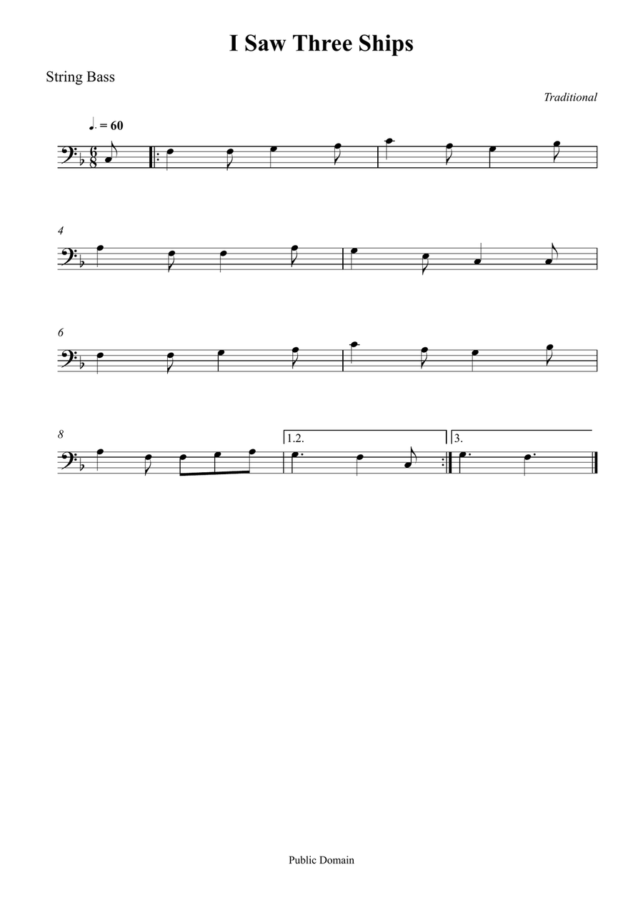 I Saw Three Ships I Saw Three Ships Double Bass scores gallery preview page 1