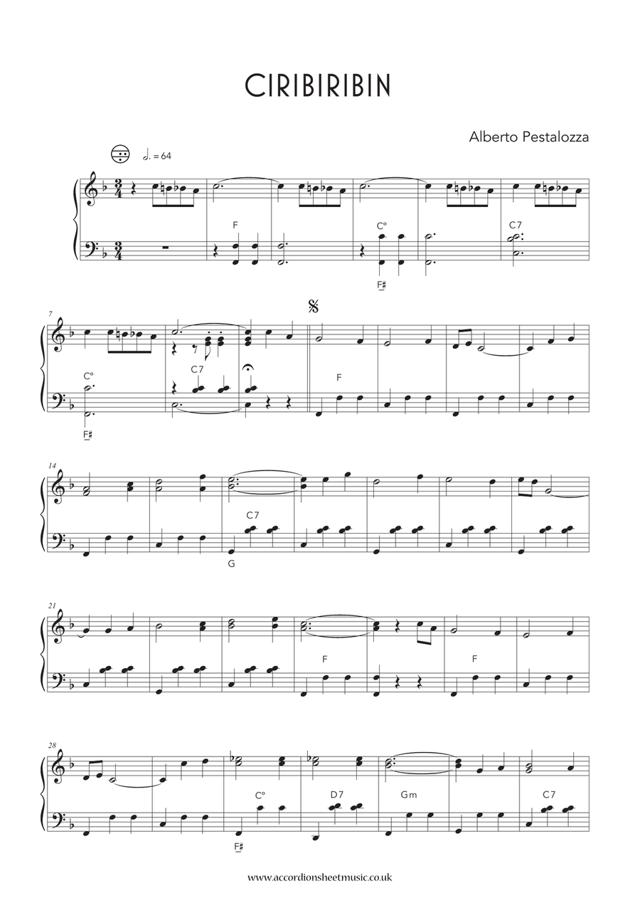 Ciribiribin Ciribiribin Accordion scores gallery preview page 1