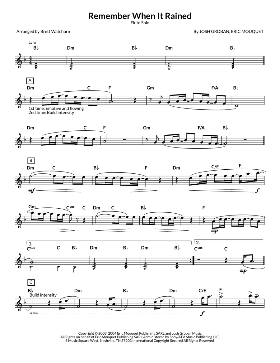 Remember When It Rained Remember When It Rained Flute Solo scores gallery preview page 1