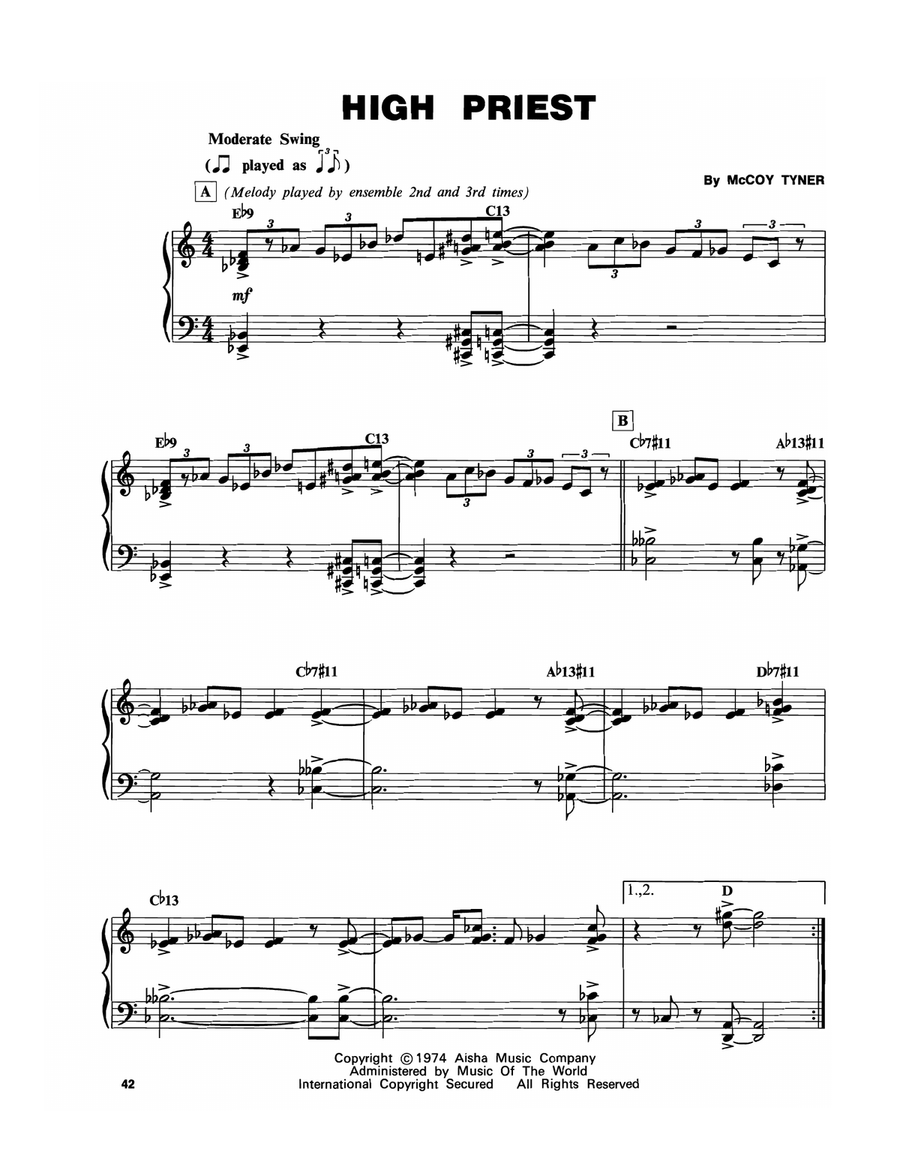High Priest High Priest Piano scores gallery preview page 1