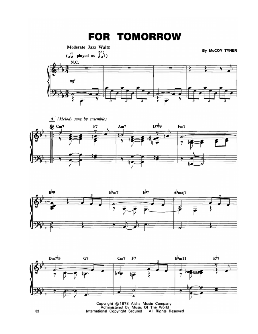 For Tomorrow For Tomorrow Piano scores gallery preview page 1