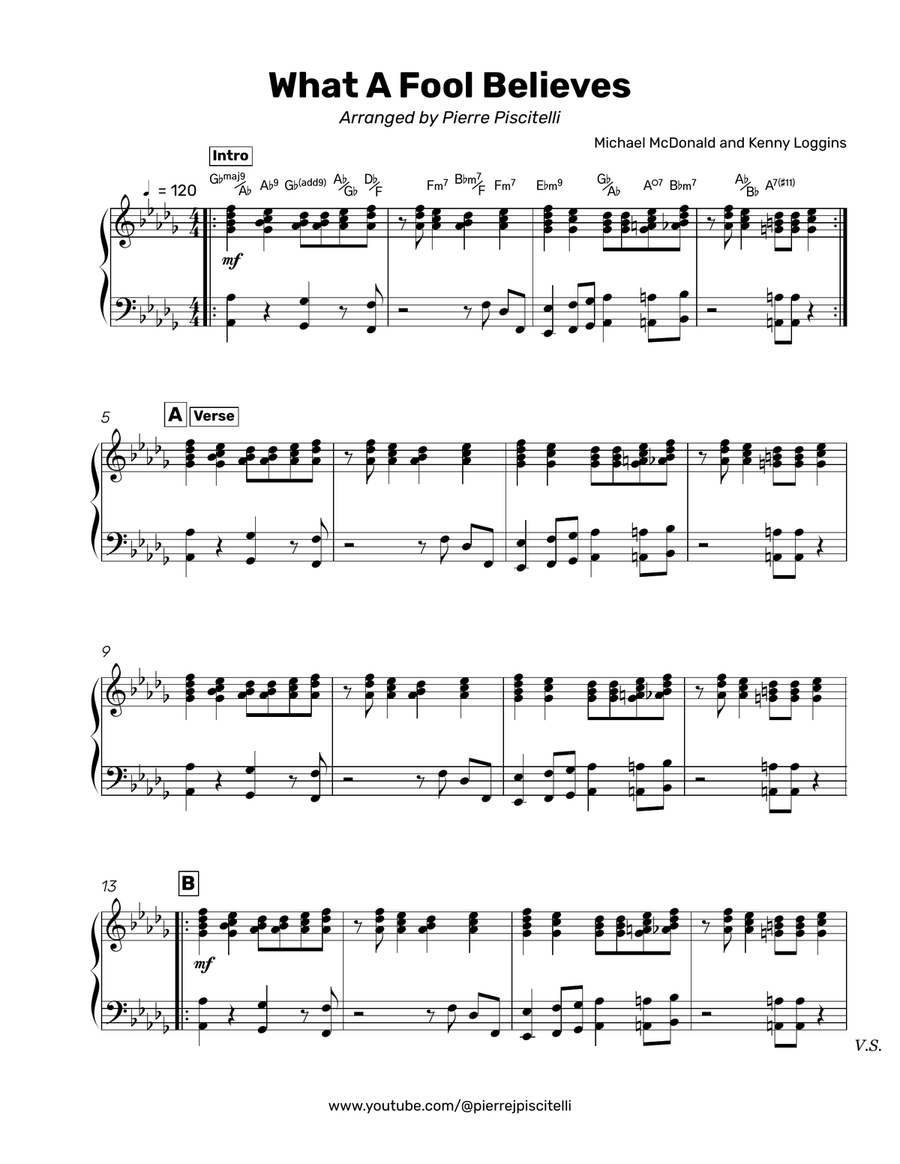 What A Fool Believes What A Fool Believes Piano Solo scores gallery preview page 1