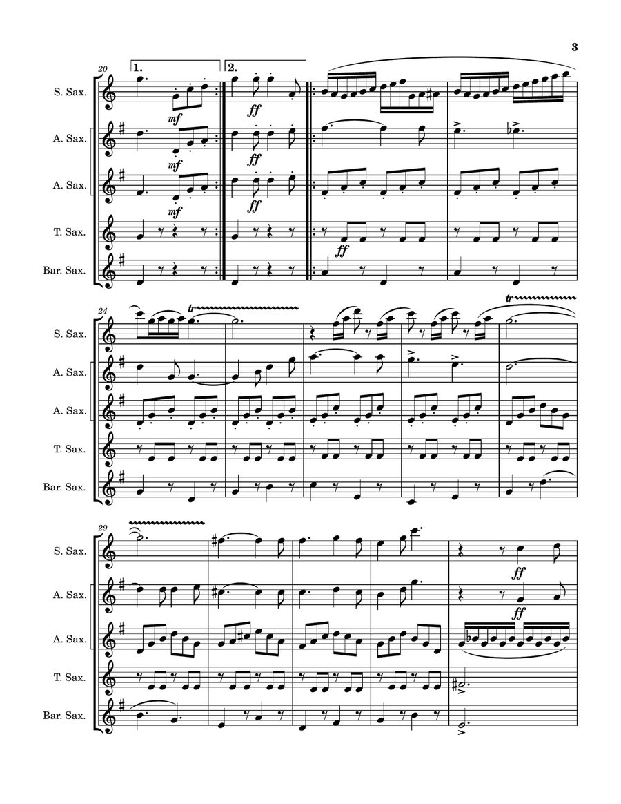 The Wolverine Saxophone Quintet scores gallery preview page 4