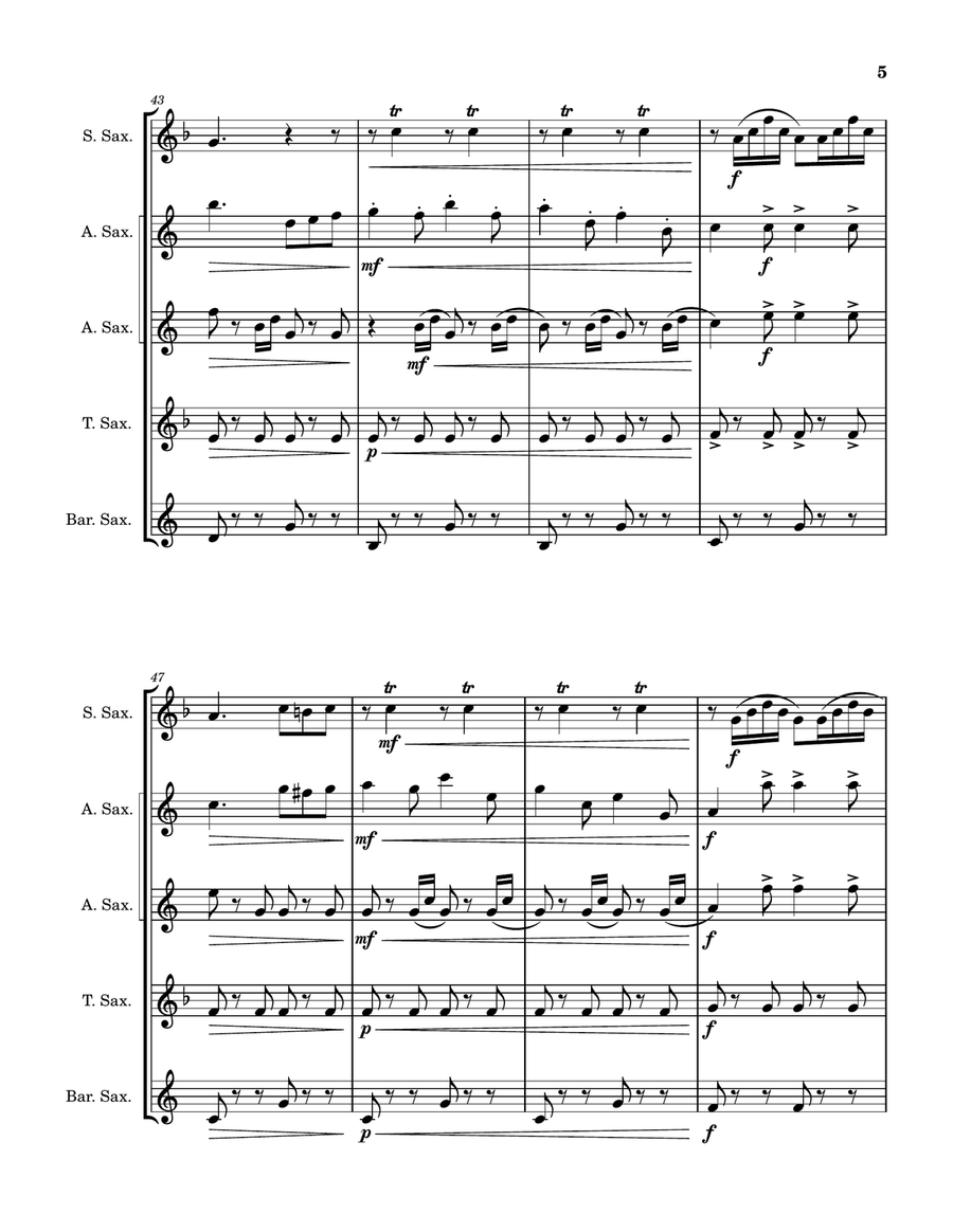 The Wolverine Saxophone Quintet scores gallery preview page 6