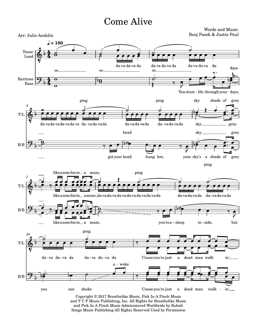 Come Alive Come Alive TTBB scores gallery preview page 1