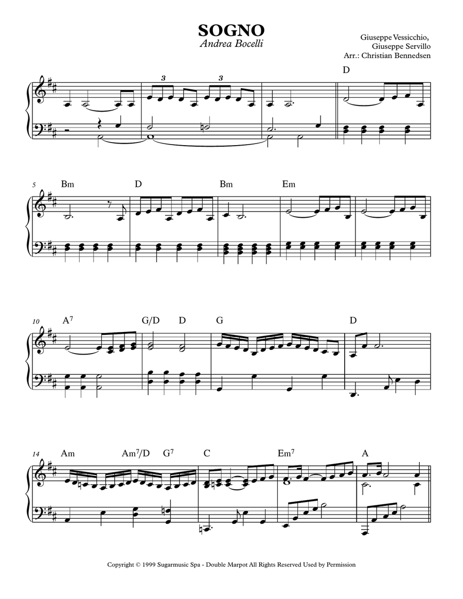 Sogno Sogno Piano Solo scores gallery preview page 1