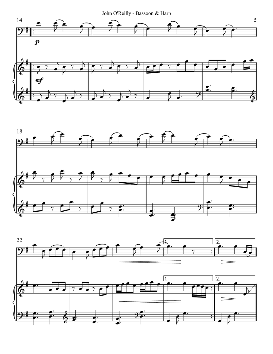 John O’Reilly, First Air, Duet for Bassoon & Harp Bassoon scores gallery preview page 3