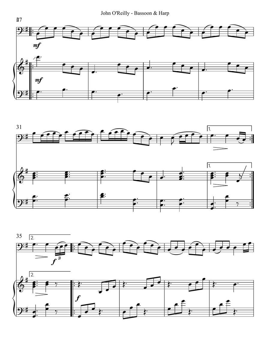 John O’Reilly, First Air, Duet for Bassoon & Harp Bassoon scores gallery preview page 4