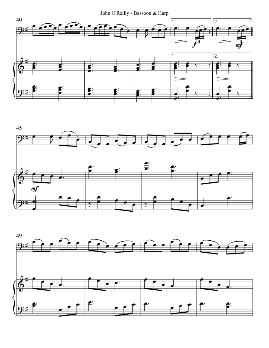 John O’Reilly, First Air, Duet for Bassoon & Harp Bassoon scores gallery preview page 5