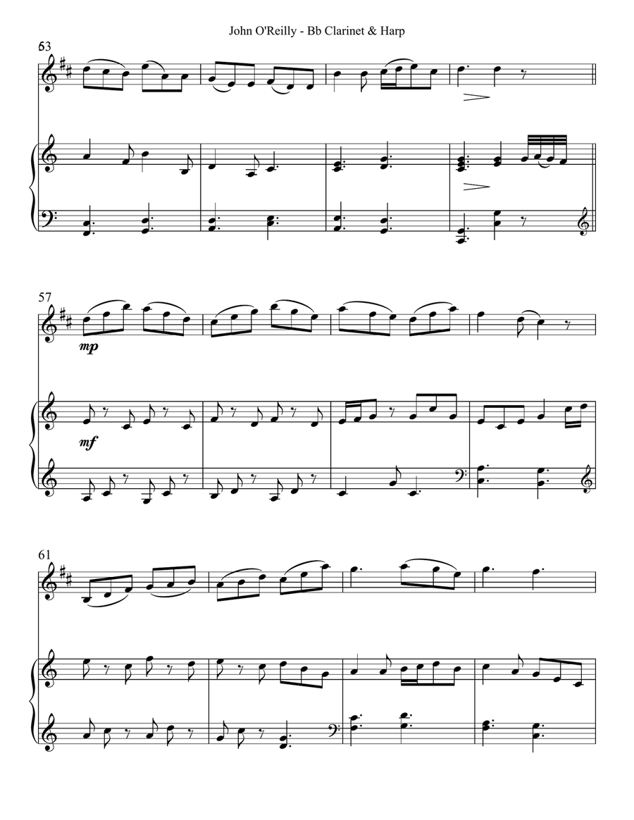 John O’Reilly, First Air, Duet for Bb Clarinet & Harp B-Flat Clarinet scores gallery preview page 6