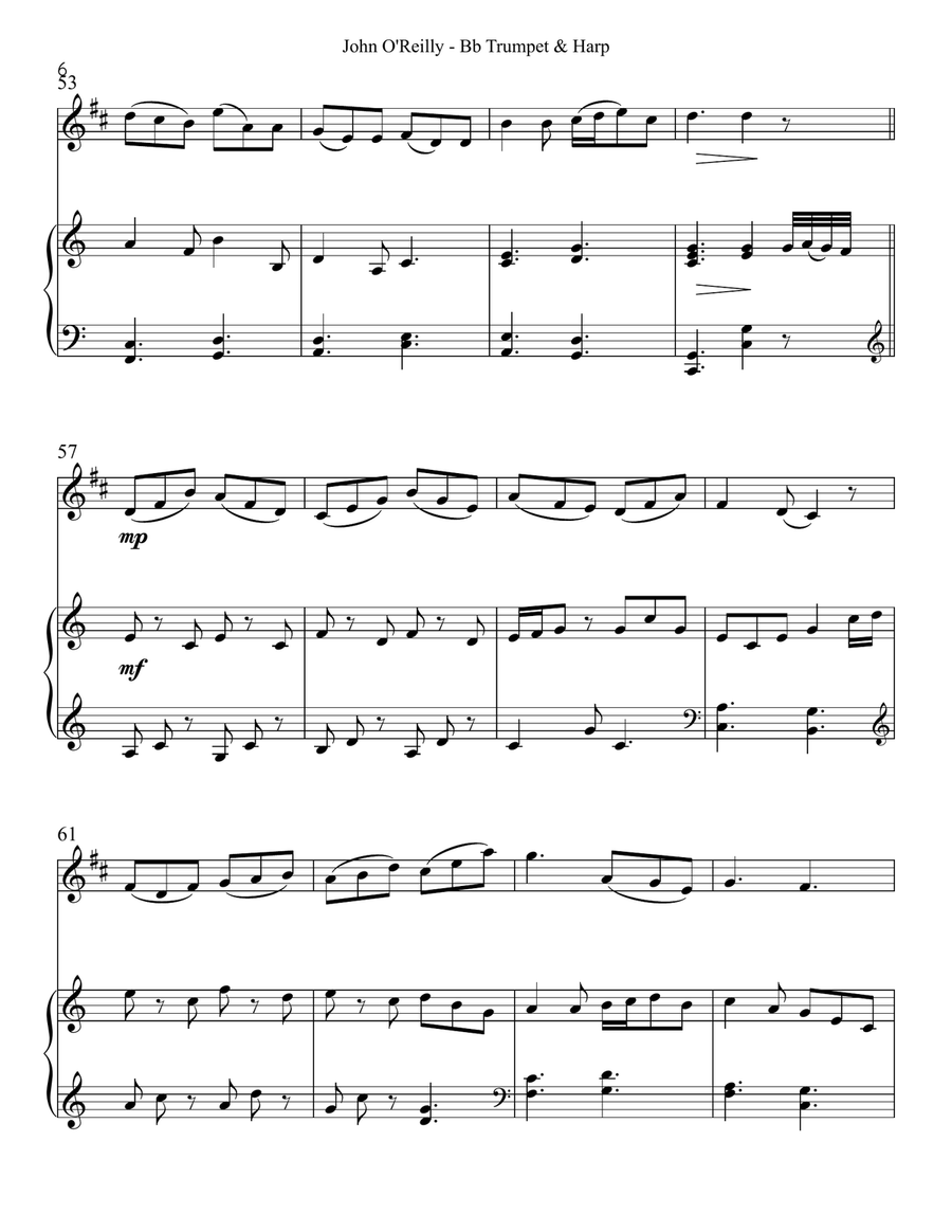 John O’Reilly, First Air, Duet for Bb Trumpet & Harp Trumpet Duet scores gallery preview page 6