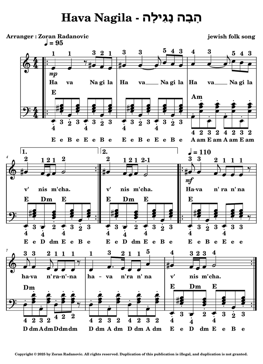 Hava Nagila - for accordion Accordion scores gallery preview page 1