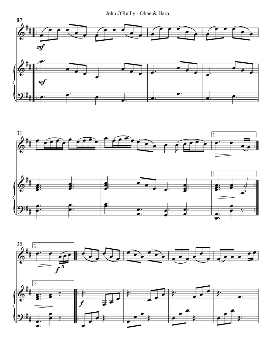 John O’Reilly, First Air, Duet for Oboe & Harp Oboe scores gallery preview page 4